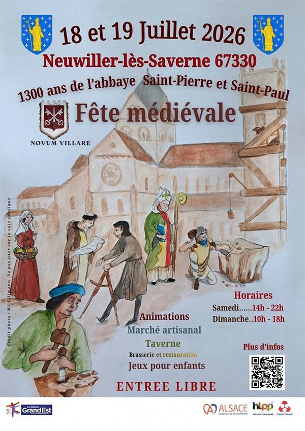 Affiche Fête médiévale – 1300 ans de l&rsquo;abbaye Saint-Pierre et Saint-Paul